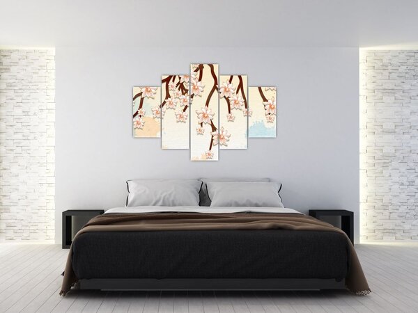 Tablou - Flori colorate pe ramuri (150x105 cm)