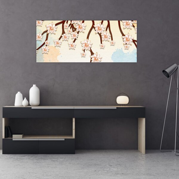 Tablou - Flori colorate pe ramuri (120x50 cm)
