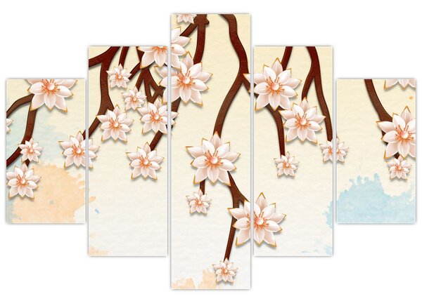 Tablou - Flori colorate pe ramuri (150x105 cm)