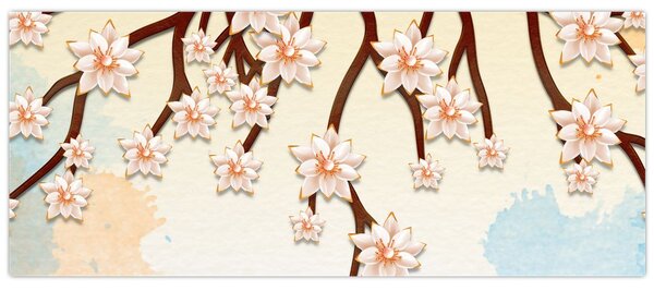 Tablou - Flori colorate pe ramuri (120x50 cm)