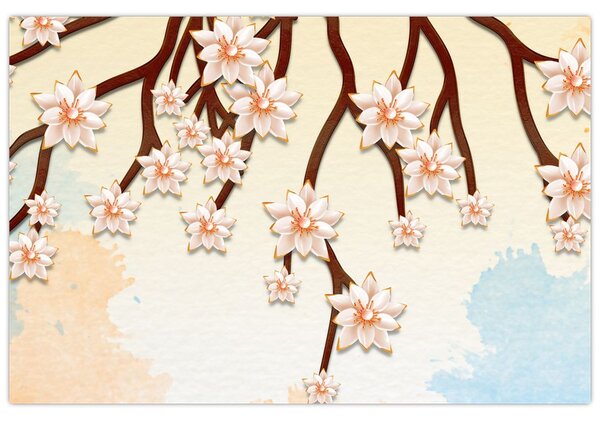 Tablou - Flori colorate pe ramuri (90x60 cm)