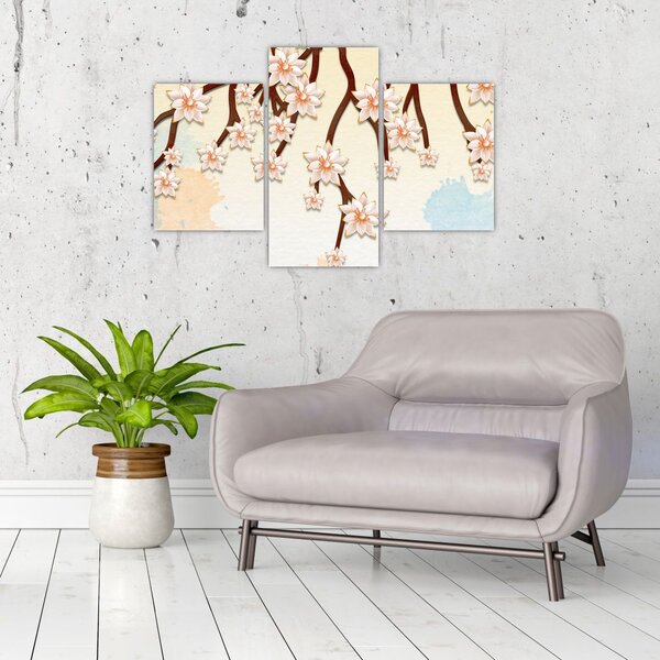 Tablou - Flori colorate pe ramuri (90x60 cm)