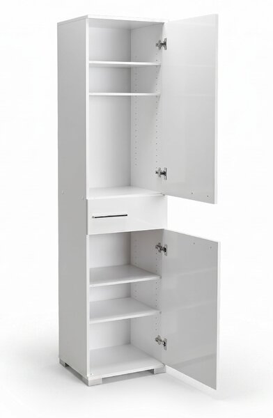 Dulap Multifunctional Adore Diamond, 2 usi, 1 sertar, Alb Lucios, 45x187x40 cm