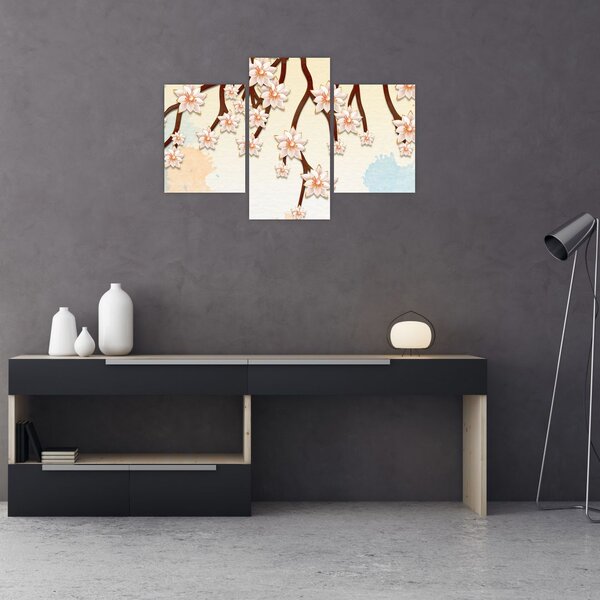 Tablou - Flori colorate pe ramuri (90x60 cm)