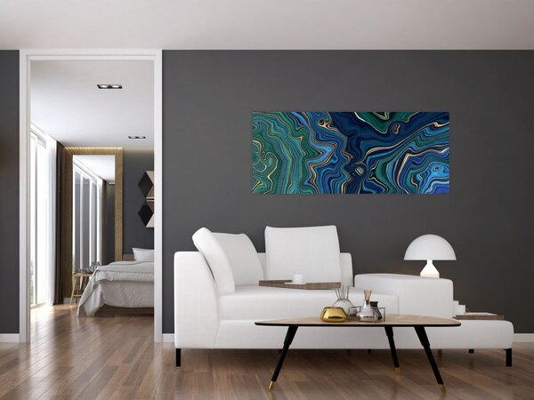 Tablou - Marmură verde- albastru (120x50 cm)