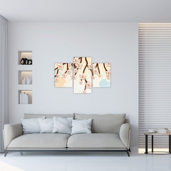 Tablou - Flori colorate pe ramuri (90x60 cm)