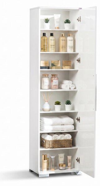 Dulap Multifunctional Adore Diamond, 8 rafturi, Usa reversibila, Alb, 50x187x35 cm