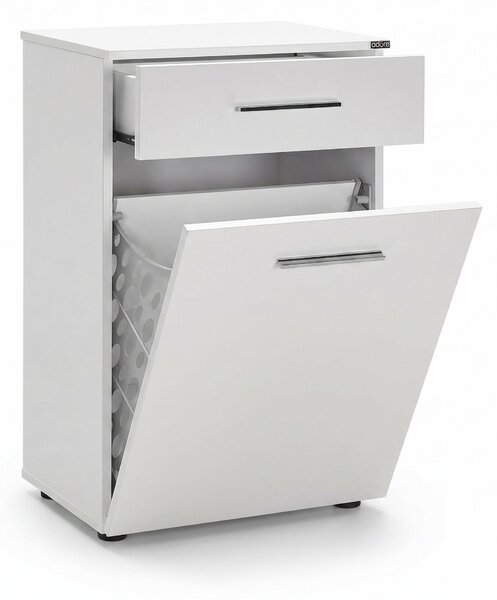 Dulap Baie cu cos de rufe Adore Diamond Mini, sertar, Alb Lucios, 52x83x38 cm