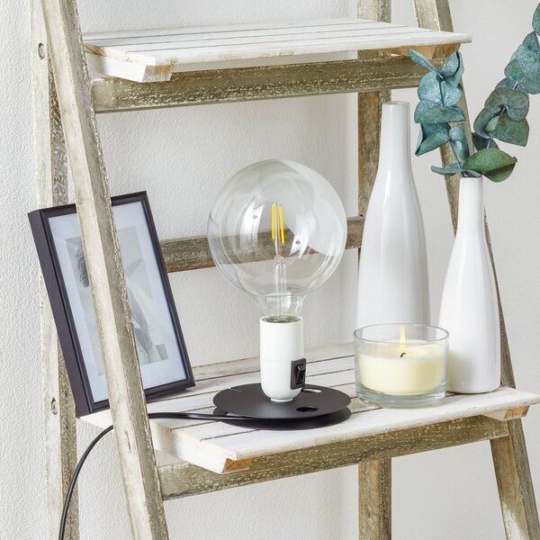 FLOS Lampadina Lampă de masă LED albă, picior negru, Alb, Camera de zi / sufragerie, Metal, Design