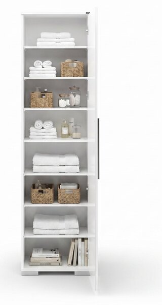 Dulap Multifunctional Adore Diamond, 8 rafturi, Usa reversibila, Alb, 50x187x35 cm