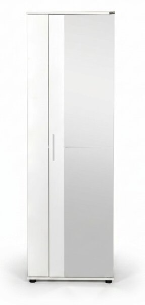 Pantofar Adore Porto, 2 usi reversibile cu oglinda, 10 rafturi, capacitate 28 perechi, Alb - Natur, 60x187x36 cm