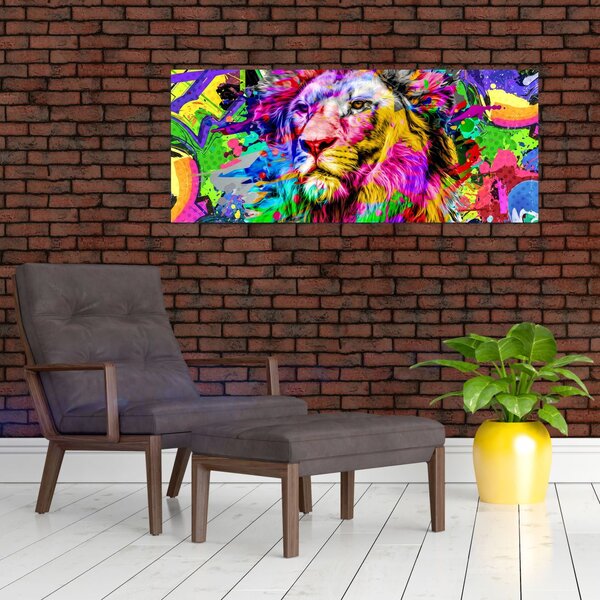 Tablou - 3D imaginea leului (120x50 cm)