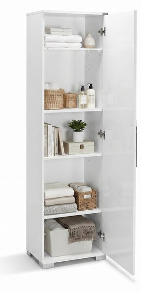 Dulap Multifunctional Adore Diamond, Usa reversibila, 5 rafturi, Alb, 45x169x32 cm