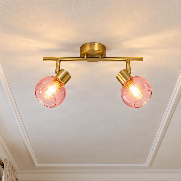 Spot Art Deco auriu cu sticlă roz 2 lumini - Vidro