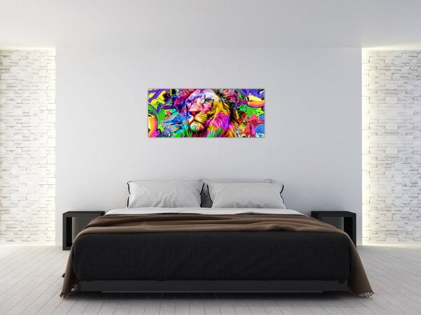 Tablou - 3D imaginea leului (120x50 cm)