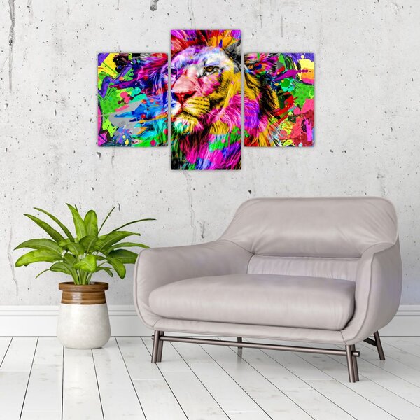 Tablou - 3D imaginea leului (90x60 cm)