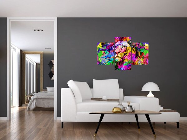 Tablou - 3D imaginea leului (90x60 cm)