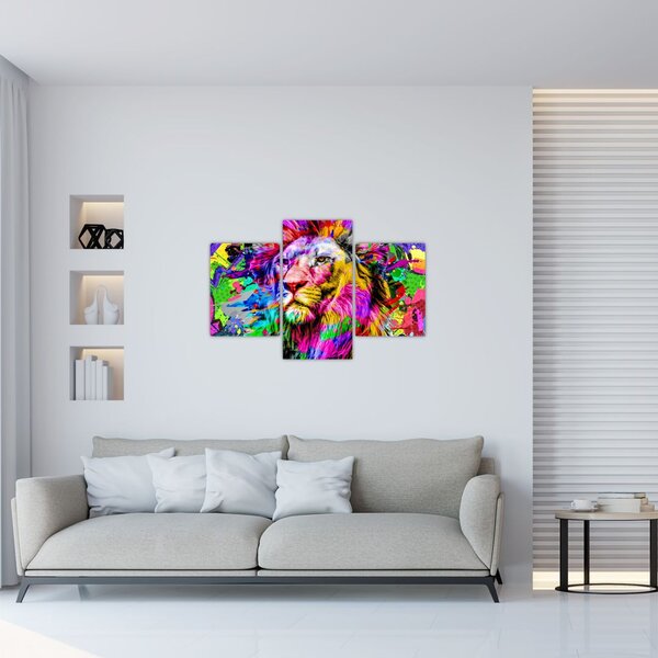 Tablou - 3D imaginea leului (90x60 cm)