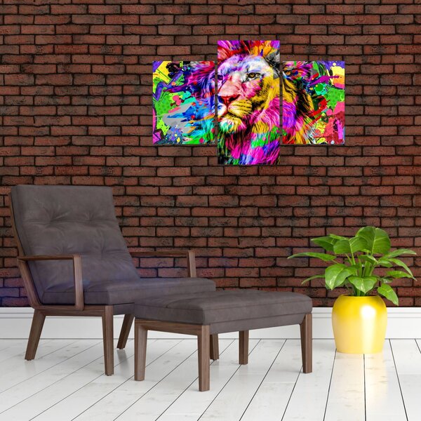 Tablou - 3D imaginea leului (90x60 cm)