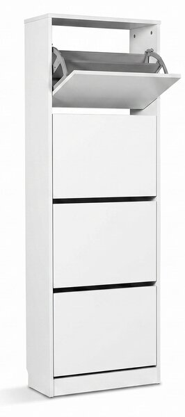 Pantofar Adore Compact XL, 16 Perechi, 4 Compartimente, Alb - Natur, 51x157x26 cm
