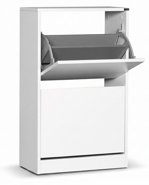 Pantofar Adore Compact, 10 Perechi, 2 Compartimente, Alb - Mov, 51x84x26 cm