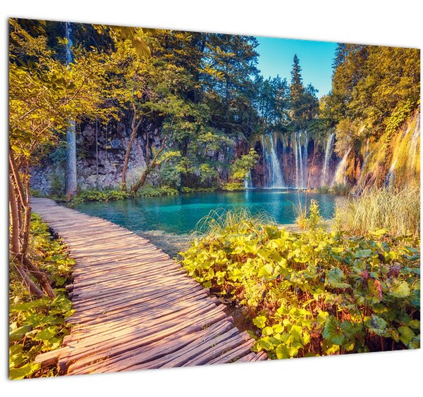 Tablou pe sticlă - Lacurile Plitvice, Croația (70x50 cm)