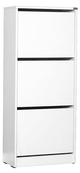 Pantofar Adore Compact Plus, 12 Perechi, 3 Compartimente, Alb - Stejar - Mov, 51x119x26 cm
