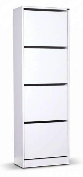 Pantofar Adore Compact XL, 16 Perechi, 4 Compartimente, Alb - Natur, 51x157x26 cm