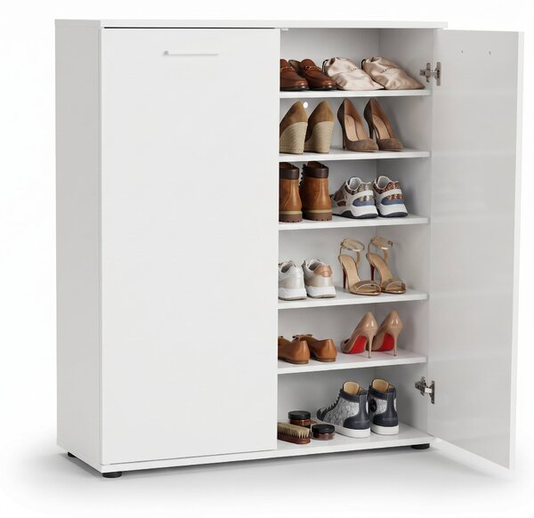 Pantofar Adore Elegance, 2 usi, 5 rafturi, capacitate 24 perechi incaltaminte, Alb - Natur, 91x108x35 cm