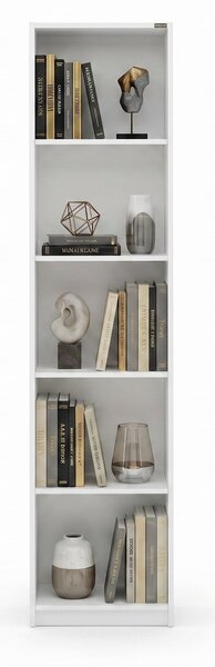 Biblioteca Adore Vargas, 5 Rafturi, Alb - Natural, 43x182x26 cm
