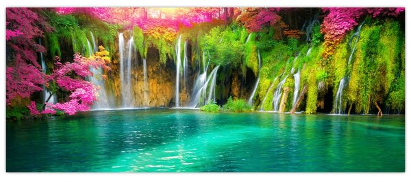 Tablou - Cascada, Lacurile Plitvice, Croația (120x50 cm)