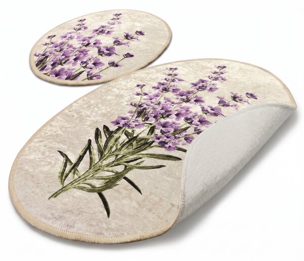 Set Covor de baie 2 bucati Lavanda, Multicolor, 100x60 cm