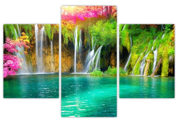 Tablou - Cascada, Lacurile Plitvice, Croația (90x60 cm)