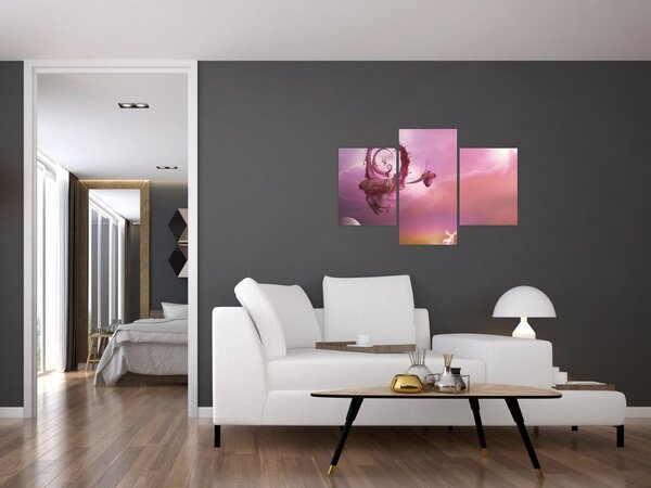 Tablou - Zână pe o insulă plutitoare (90x60 cm)