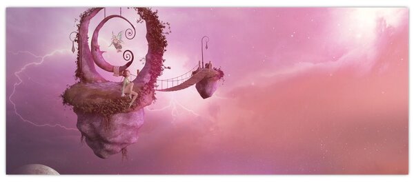 Tablou - Zână pe o insulă plutitoare (120x50 cm)