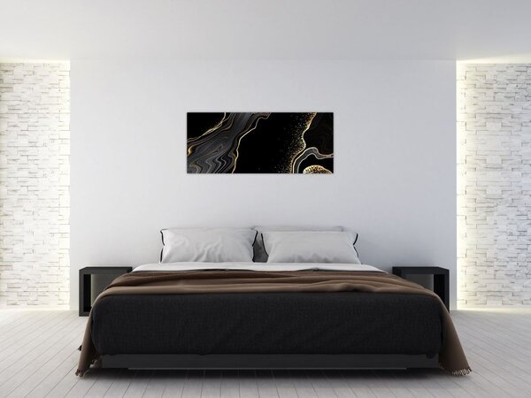 Tablou - Marmură negru - auriu (120x50 cm)