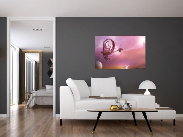 Tablou - Zână pe o insulă plutitoare (90x60 cm)