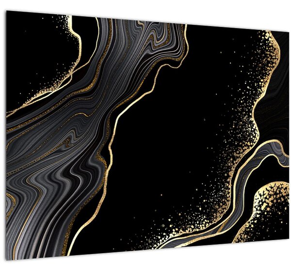 Tablou - Marmură negru - auriu (70x50 cm)
