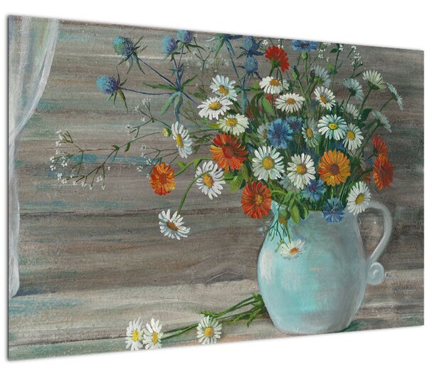 Tablou - Pictură în ulei, flori de câmp (90x60 cm)