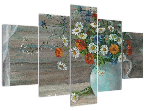 Tablou - Pictură în ulei, flori de câmp (150x105 cm)