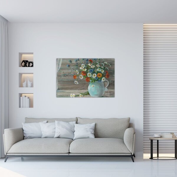 Tablou - Pictură în ulei, flori de câmp (90x60 cm)