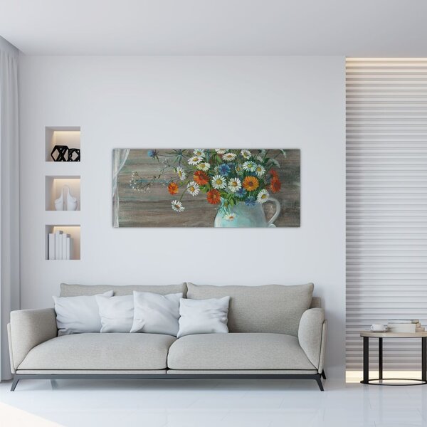 Tablou - Pictură în ulei, flori de câmp (120x50 cm)