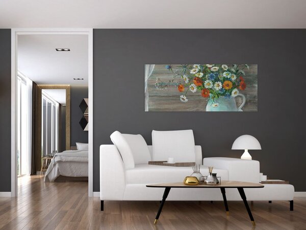 Tablou - Pictură în ulei, flori de câmp (120x50 cm)