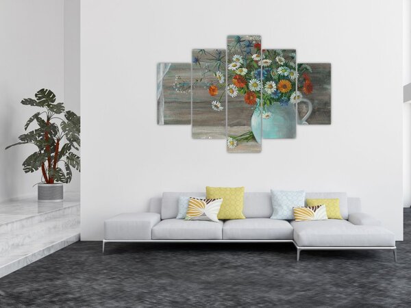 Tablou - Pictură în ulei, flori de câmp (150x105 cm)