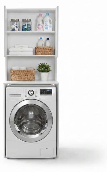 Dulap Baie Adore cu Loc Pentru Masina de Spalat, 3 Rafturi, 2 Usi, Alb, 65x182x60 cm