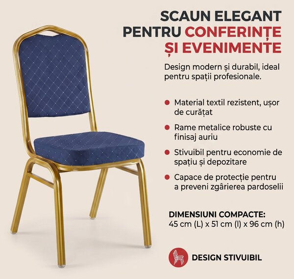 Scaun Hilton pentru conferinta si evenimente, Rosu - Albastru, 45x51x96 cm