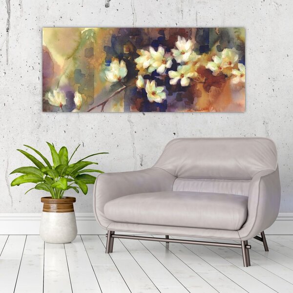 Tablou - Magnolii albe, pictură (120x50 cm)