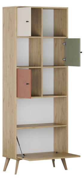 Biblioteca Adore Tiffany, 4 usi si 4 rafturi, Multicolor, 67x181x30 cm
