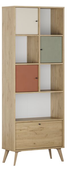 Biblioteca Adore Tiffany, 4 usi si 4 rafturi, Multicolor, 67x181x30 cm