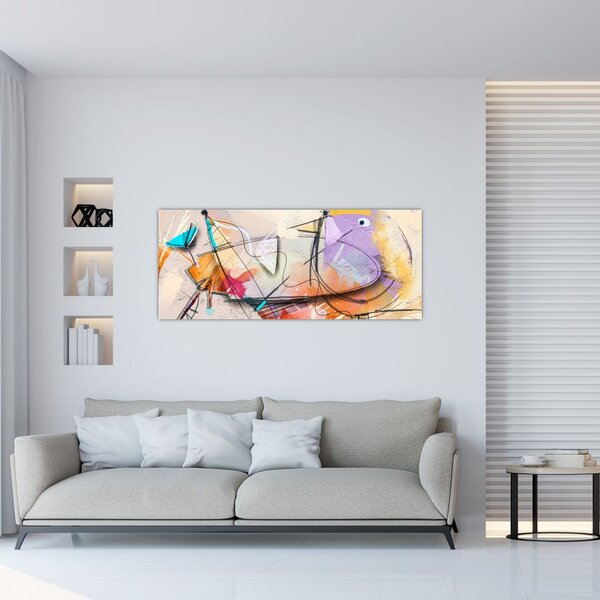 Tablou - Abstract, pasăre (120x50 cm)